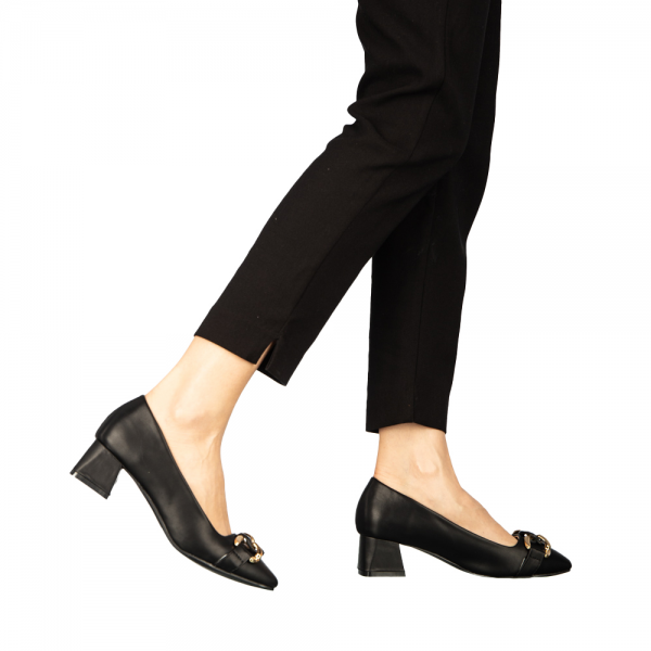 Дамски обувки с ток черни от еко кожа  Sansiro, 3 - Kalapod.bg